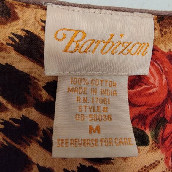 Barbizon Nightgown Vintage 100% Cotton Long‎ Animal Floral Print Size Medium EUC - Picture 4 of 8